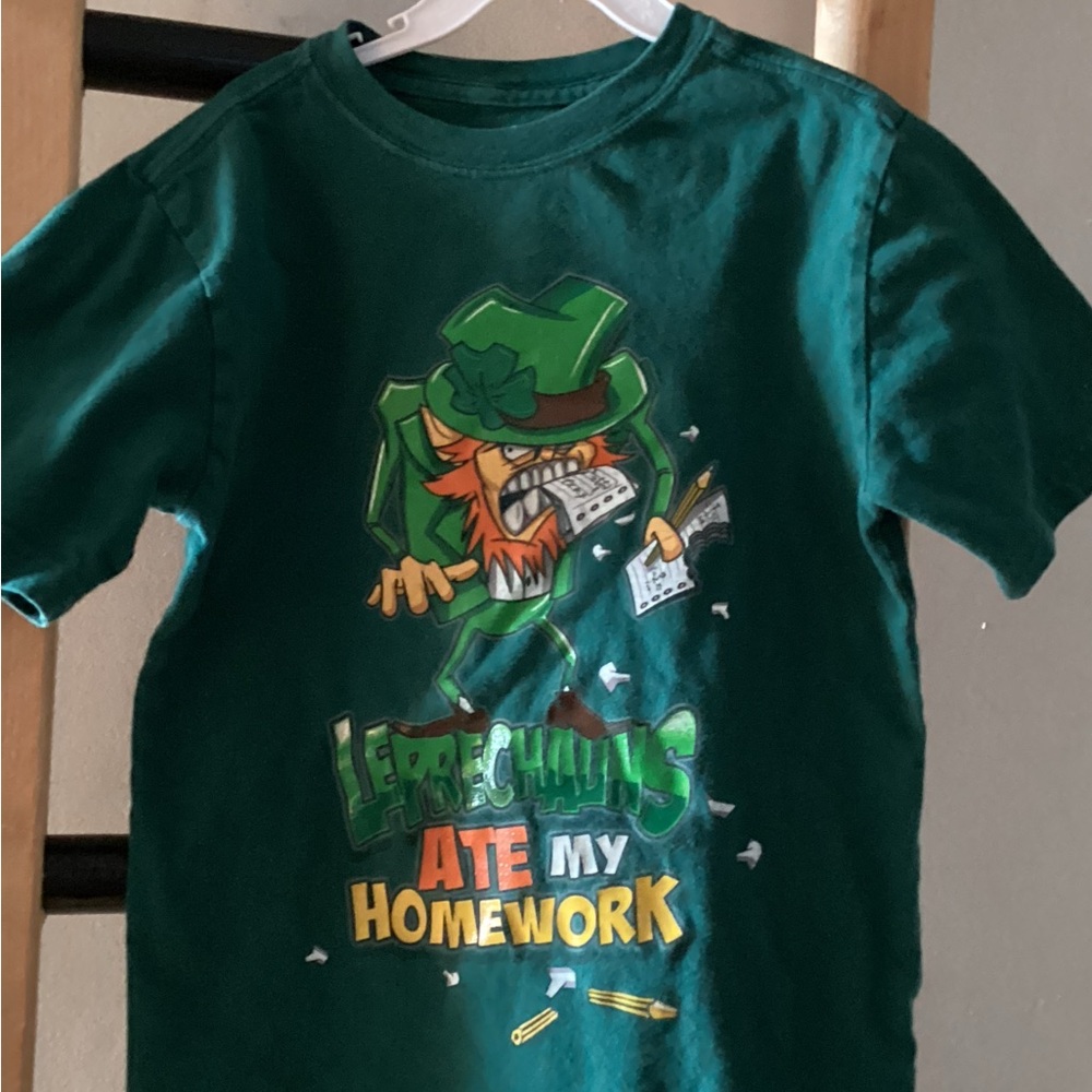 Source Unknown Green Kids Tee with Leprechaun Graphic